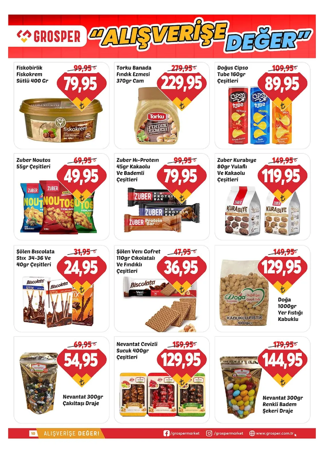 Grosper Grosper 6 Mayıs 2026 Aktüel Kataloğu sayfa 10: Torku Kanada Fındık Ezmesi 370Gr Cam, Şölen Veni Gofret 110Gr Çikolatalı Ve Fındıklı Çeşitleri