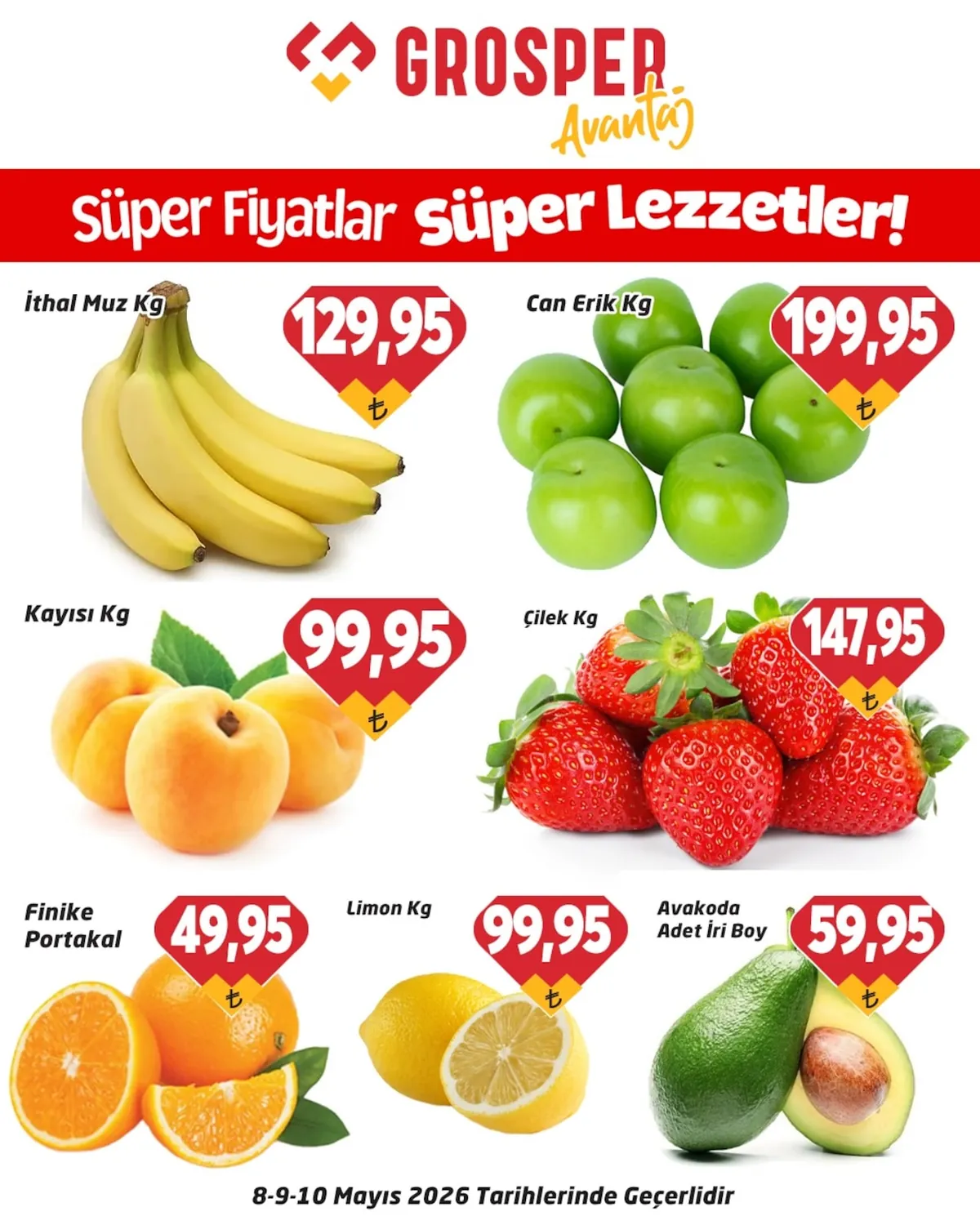 Grosper Grosper 8 Mayıs 2026 Aktüel Kataloğu sayfa 1: İthal Muz Kg