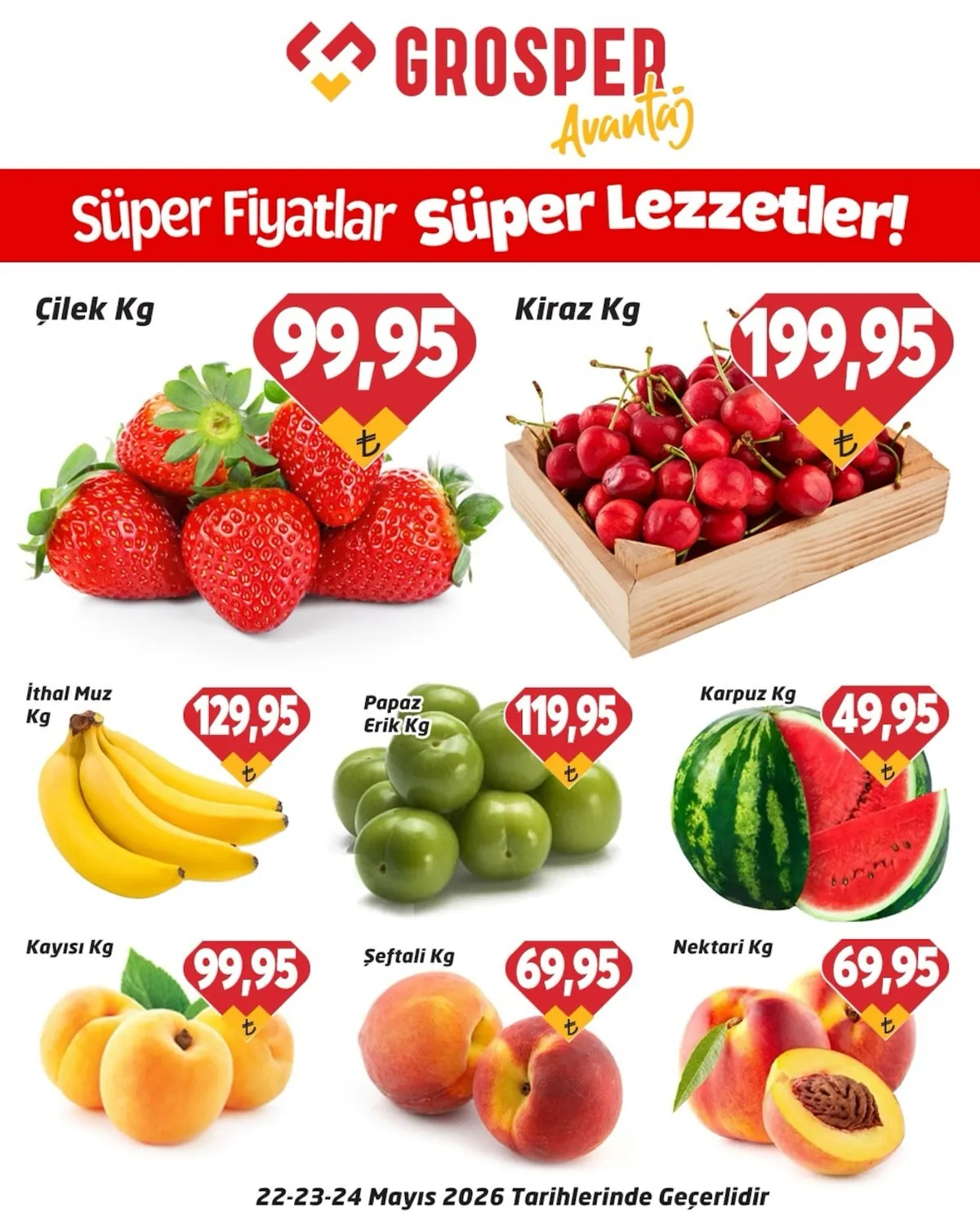 Grosper Grosper 22 Mayıs 2026 Aktüel Kataloğu sayfa 1: İthal Muz Kg