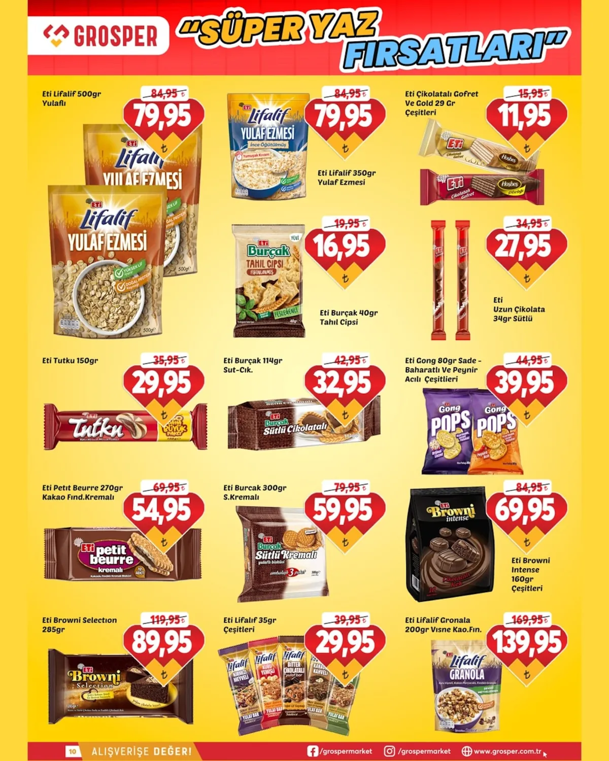 Grosper Grosper 3 Haziran 2026 Aktüel Kataloğu sayfa 10: Eti Browni Intense 160Gr Çeşitleri, Eti Burçak 40Gr Tahıl Cipsi
