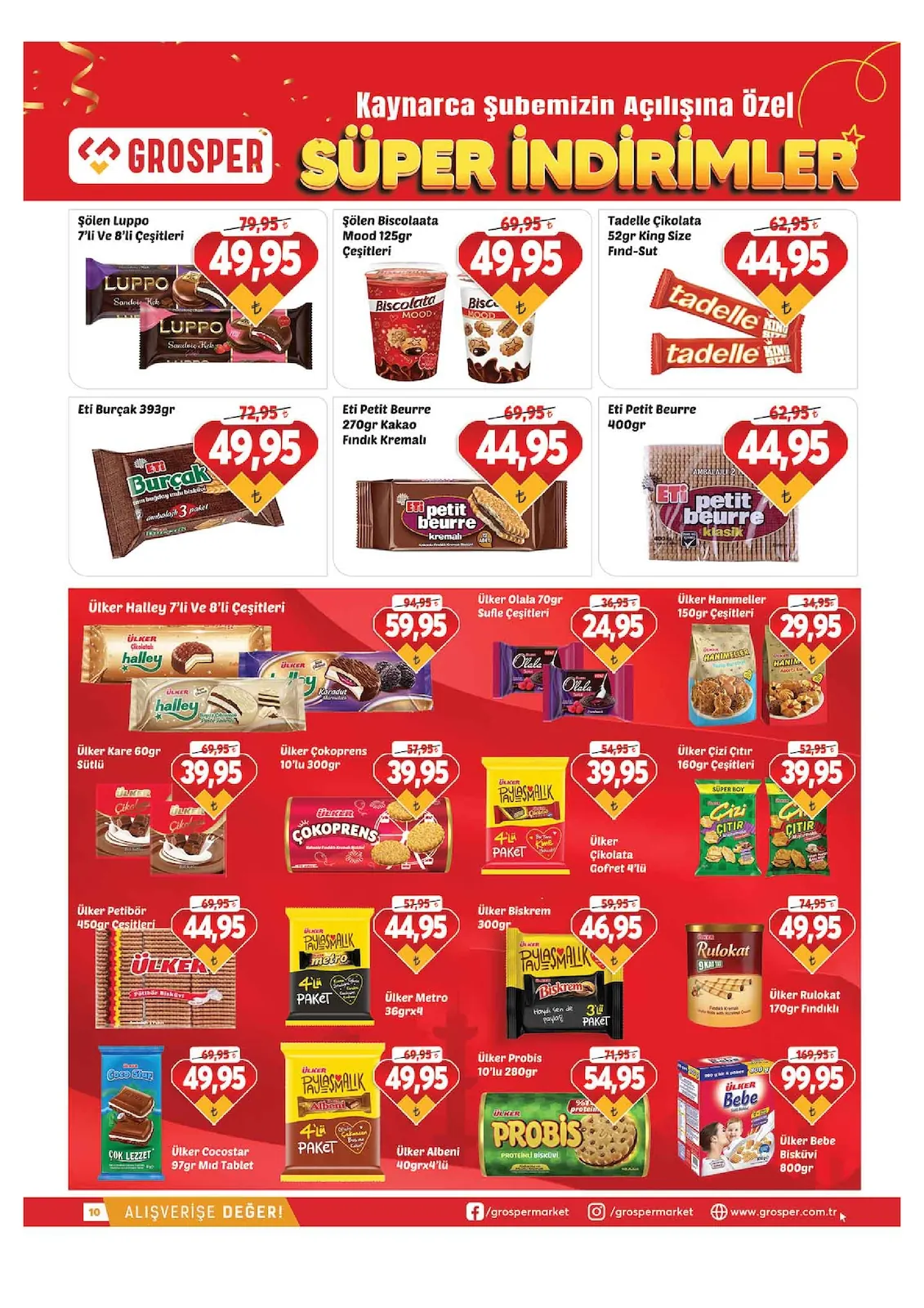 Grosper Grosper 4 Haziran 2026 Aktüel Kataloğu sayfa 10: Tadelle Çikolata 52Gr King Size Fındık-Süt, Ülker Cocostar 97Gr Mid Tablet