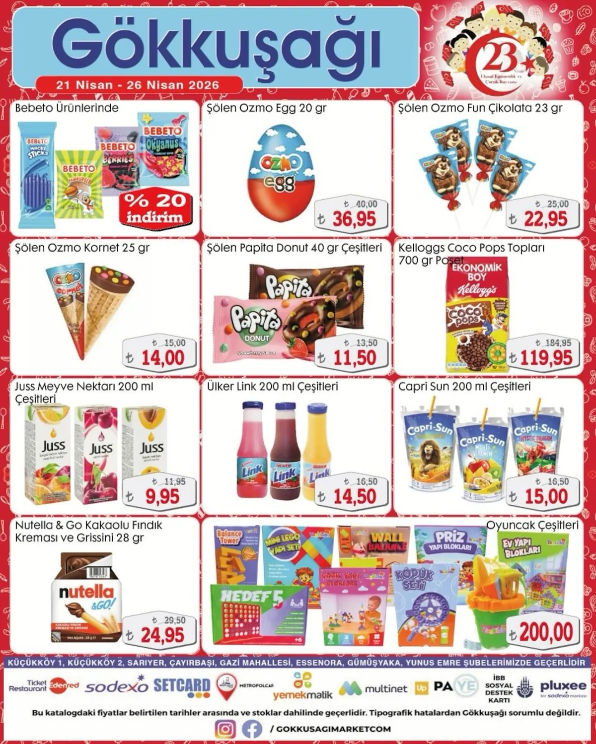 Gökkuşağı Gökkuşağı Market 21 Nisan 2026 Aktüel Kataloğu sayfa 2: Kellogs Coco Pops Topları 700 Gr, Ülker Link 200 Ml Çeşitleri