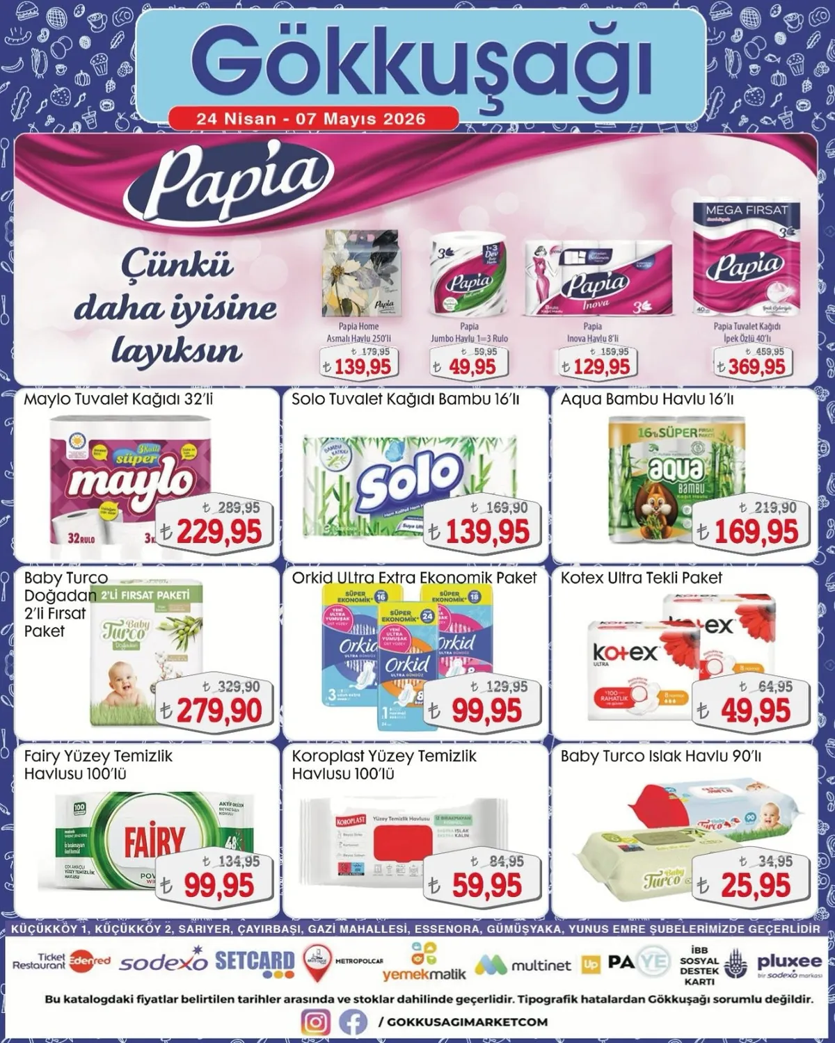 Gökkuşağı Gökkuşağı Market 24 Nisan 2026 Aktüel Kataloğu sayfa 14: Orkid Ultra Extra Ekonomik Paket, Papia Inova Havlu 8'Li