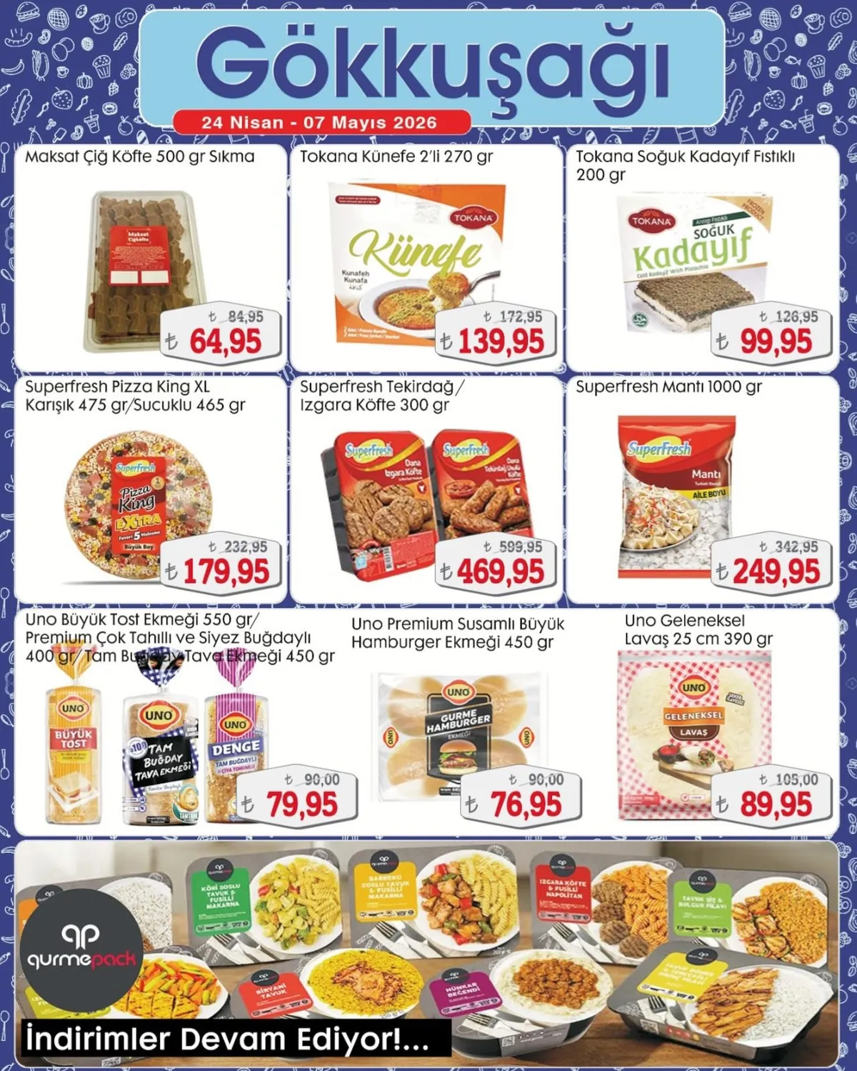 Gökkuşağı Gökkuşağı Market 24 Nisan 2026 Aktüel Kataloğu sayfa 5: Superfresh Tekirdag / Izgara Köfte 300 Gr, Tokana Künefe