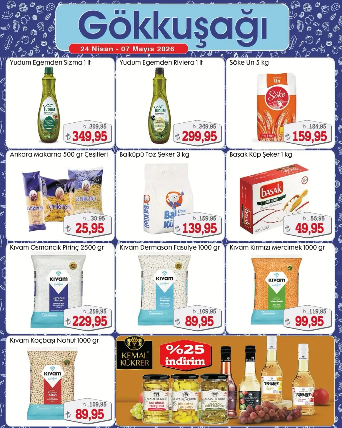 Gökkuşağı Gökkuşağı Market 24 Nisan 2026 Aktüel Kataloğu sayfa 6: Balküpü Toz Şeker 3 Kg, Başak Küp Şeker 1 Kg