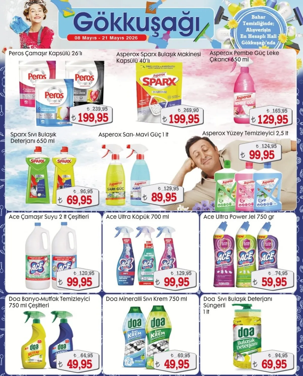Gökkuşağı Gökkuşağı Market 8 Mayıs 2026 Aktüel Kataloğu sayfa 12: Ace Ultra Köpük 700 Ml, Sparx Sıvı Deterjan 650 Ml