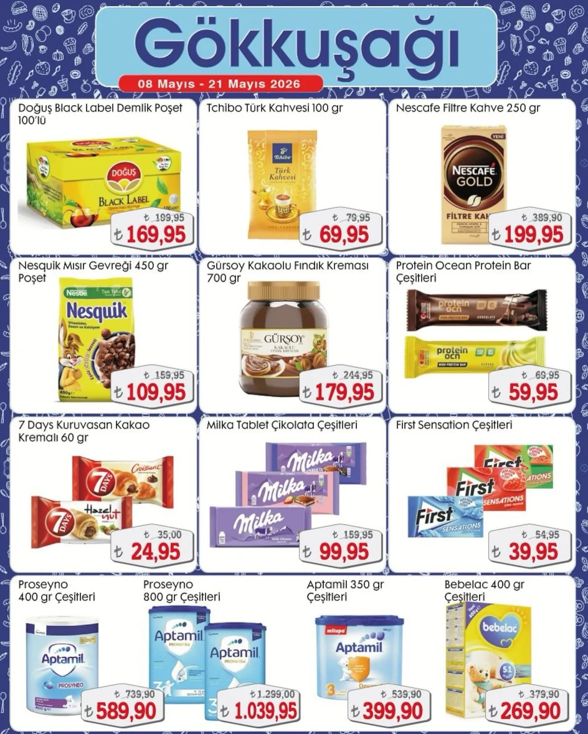 Gökkuşağı Gökkuşağı Market 8 Mayıs 2026 Aktüel Kataloğu sayfa 9: Gürsoy Kakaolu Fındık Kreması 700 Gr, Tchibo Türk Kahvesi