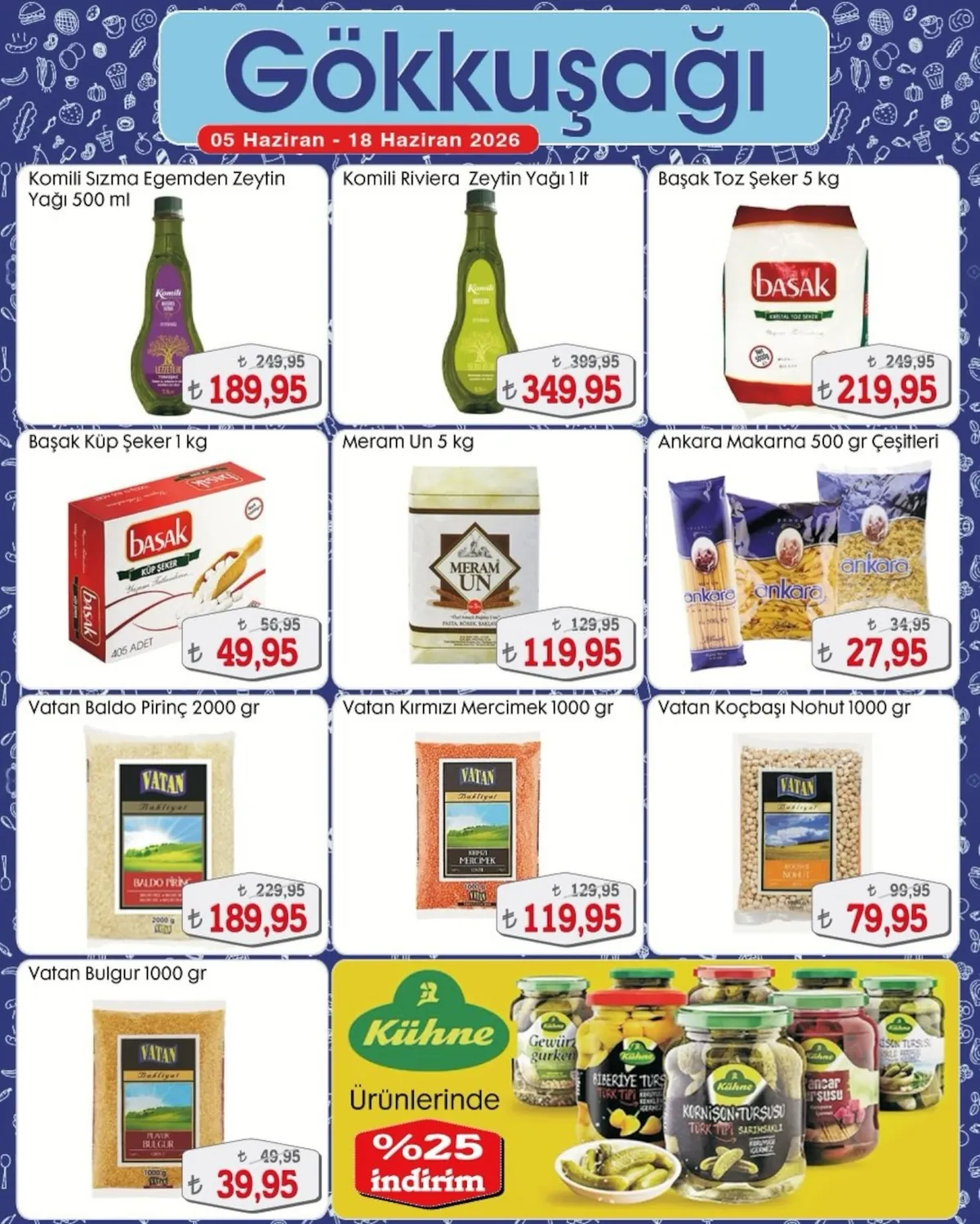 Gökkuşağı Gökkuşağı Market 5 Haziran 2026 Aktüel Kataloğu sayfa 6: Meram Un 5 Kg, Başak Küp Şeker 1 Kg