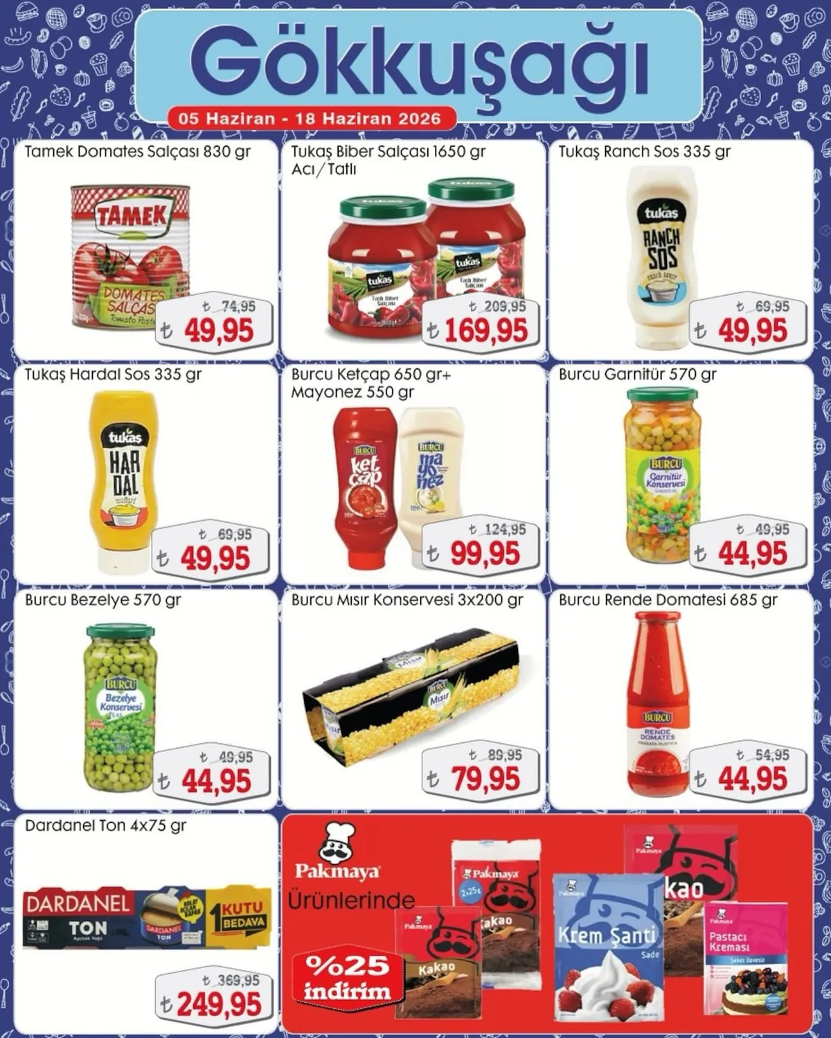 Gökkuşağı Gökkuşağı Market 5 Haziran 2026 Aktüel Kataloğu sayfa 7: Burcu Garnitür Konservesi 570 Gr, Burcu Ketçap 650 Gr+ Mayonez 550 Gr