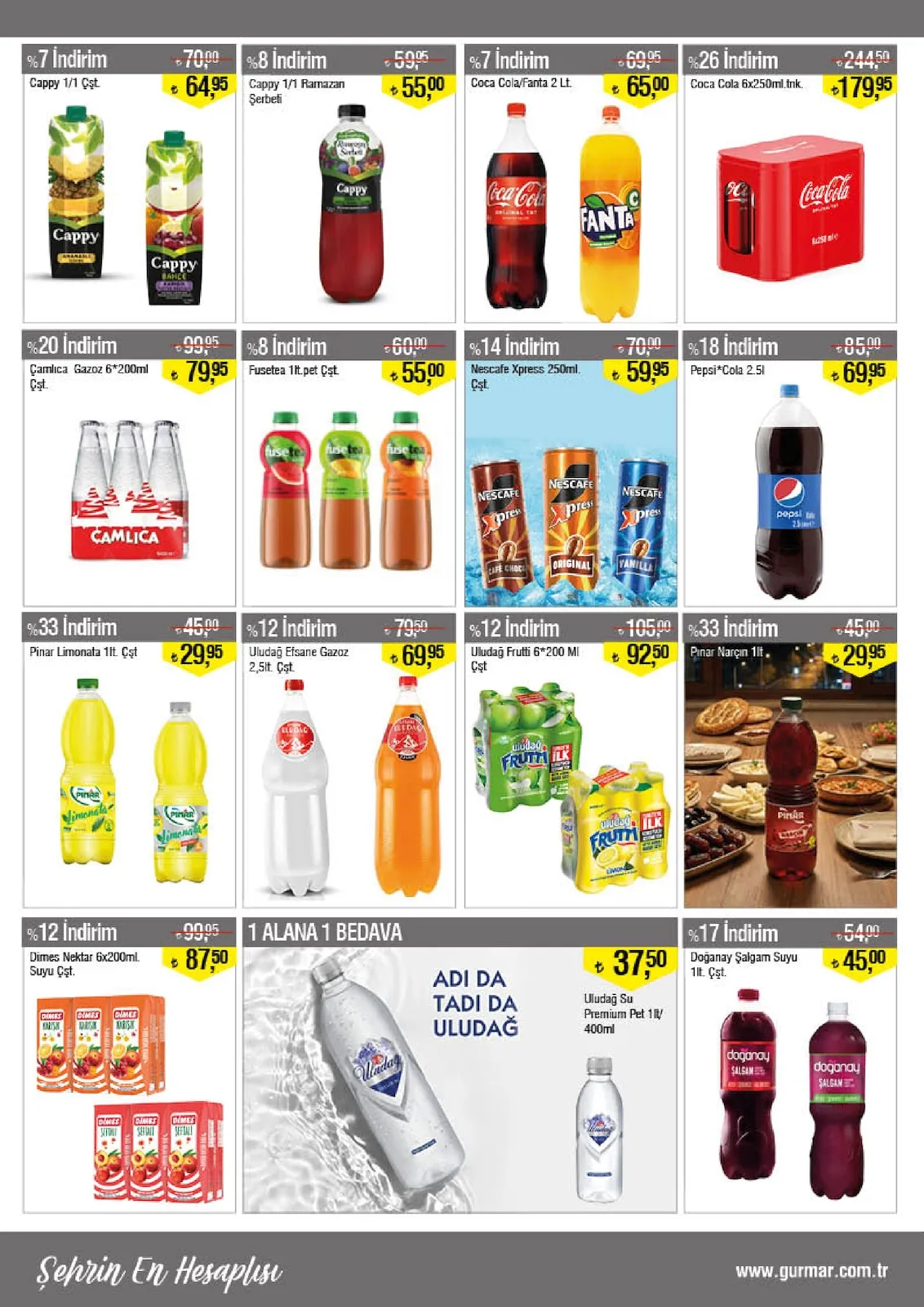Gürmar Gürmar 1 Mart 2026 Aktüel Kataloğu sayfa 10: Uludağ Frutti 6*200 Ml Çşt, Cappy 1/1 Ramazan Şerbeti