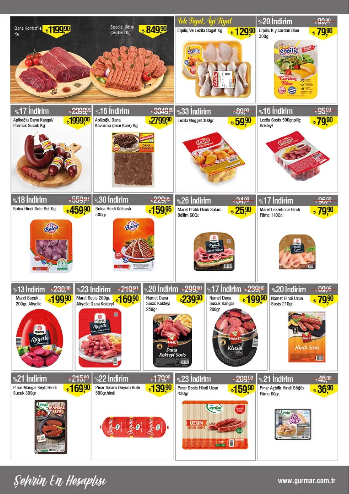 Gürmar Gürmar 16 Mart 2026 Aktüel Kataloğu sayfa 4: Apikoğlu Dana Kangal/ Parmak Sucuk Kg, Lezita Nugget 300Gr