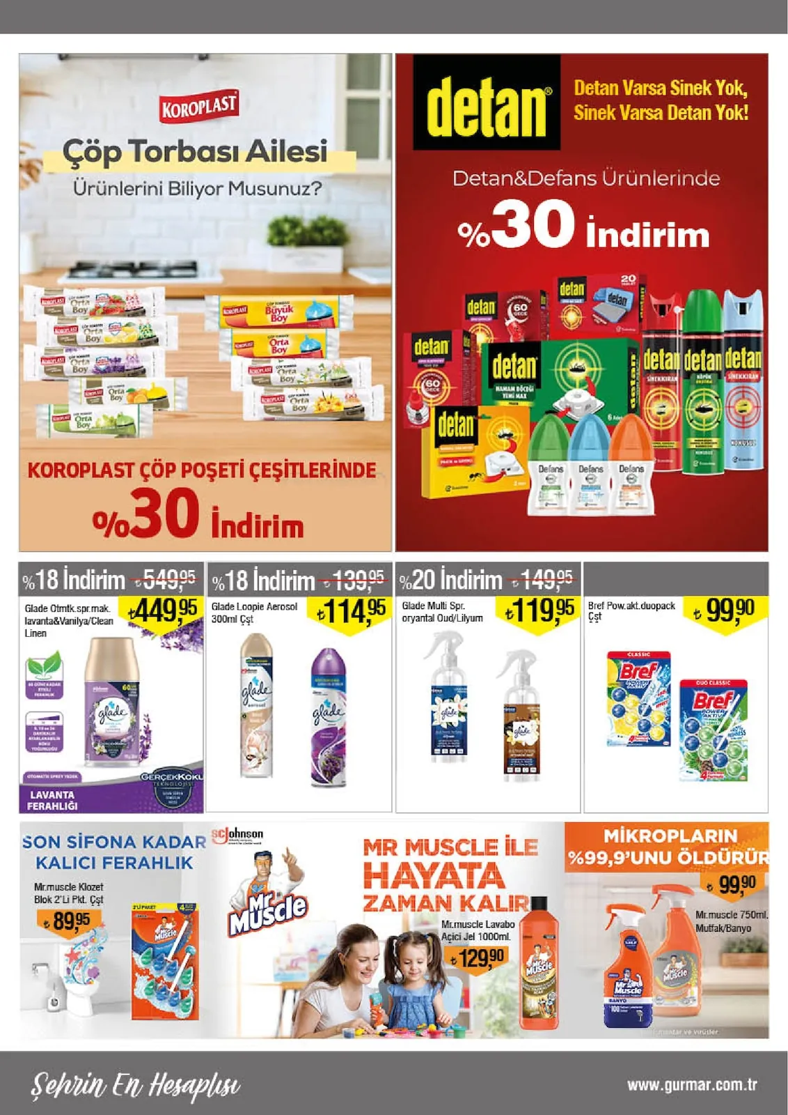 Gürmar Gürmar 1 Mayıs 2026 Aktüel Kataloğu sayfa 14: Glade Otomatik Sprey Makine Lavanta & Vanilya / Clean Linen, Glade Loopie Aerosol 300Ml Çeşit