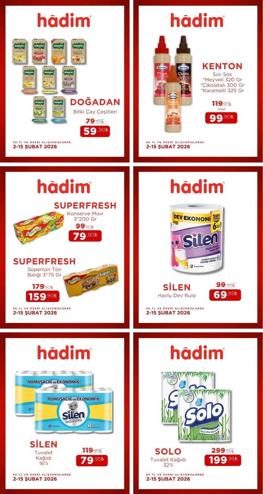 Hadim Hadim AVM 2 Şubat 2026 Aktüel Kataloğu sayfa 2: Kenton Sıvı Sos Meyveli 320 Gr Çikolatalı 300 Gr Karamelli 325 Gr, Superfresh Konserve Mısır 3*200 Gr