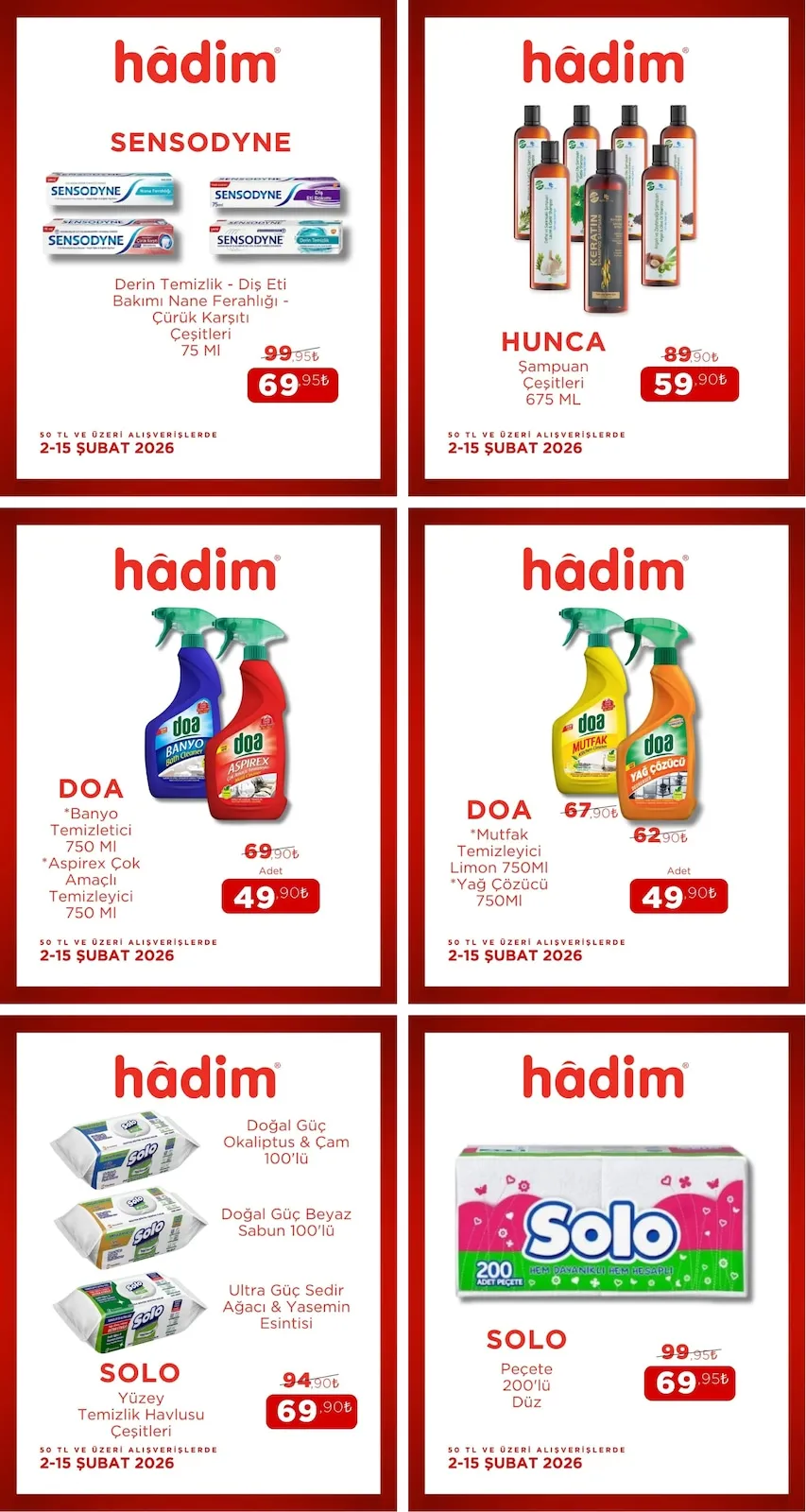 Hadim Hadim AVM 2 Şubat 2026 Aktüel Kataloğu sayfa 3: Doa Mutfak Temizleyici Limon 750Ml + Yağ Çözücü 750Ml, Doa Banyo Temizleyici 750Ml + Aspirex Çok Amaçlı Temizleyici 750Ml