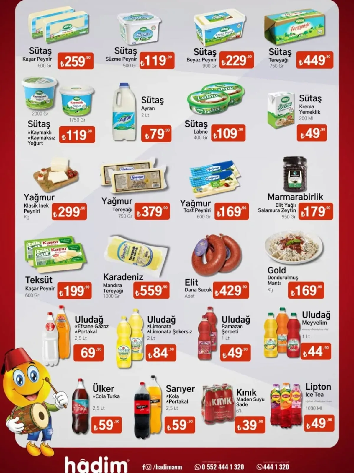 Hadim Hadim AVM 17 Şubat 2026 Aktüel Kataloğu sayfa 3: Sütaş Tereyağı 750 Gr, Yağmur Klasik İnek Peyniri Kg