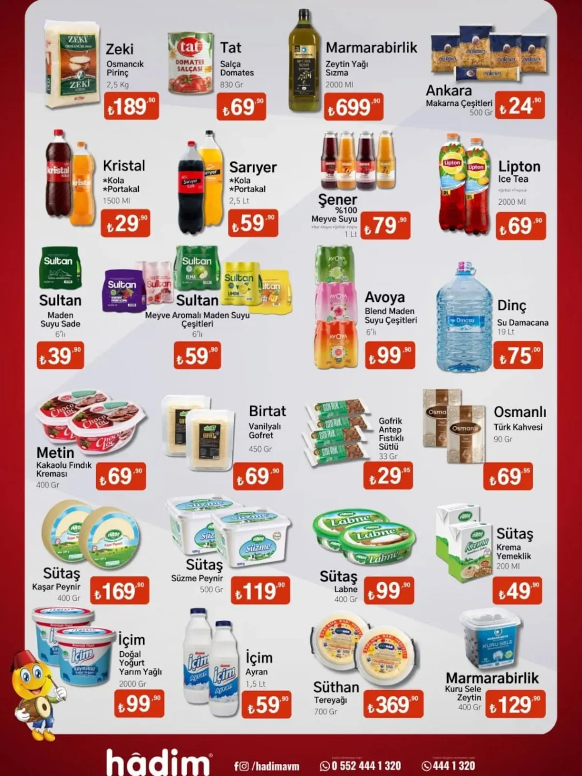 Hadim Hadim AVM 6 Mart 2026 Aktüel Kataloğu sayfa 2: Metin Kakaolu Fındık Kreması 400 Gr, Sütaş Süzme Peynir 500 Gr