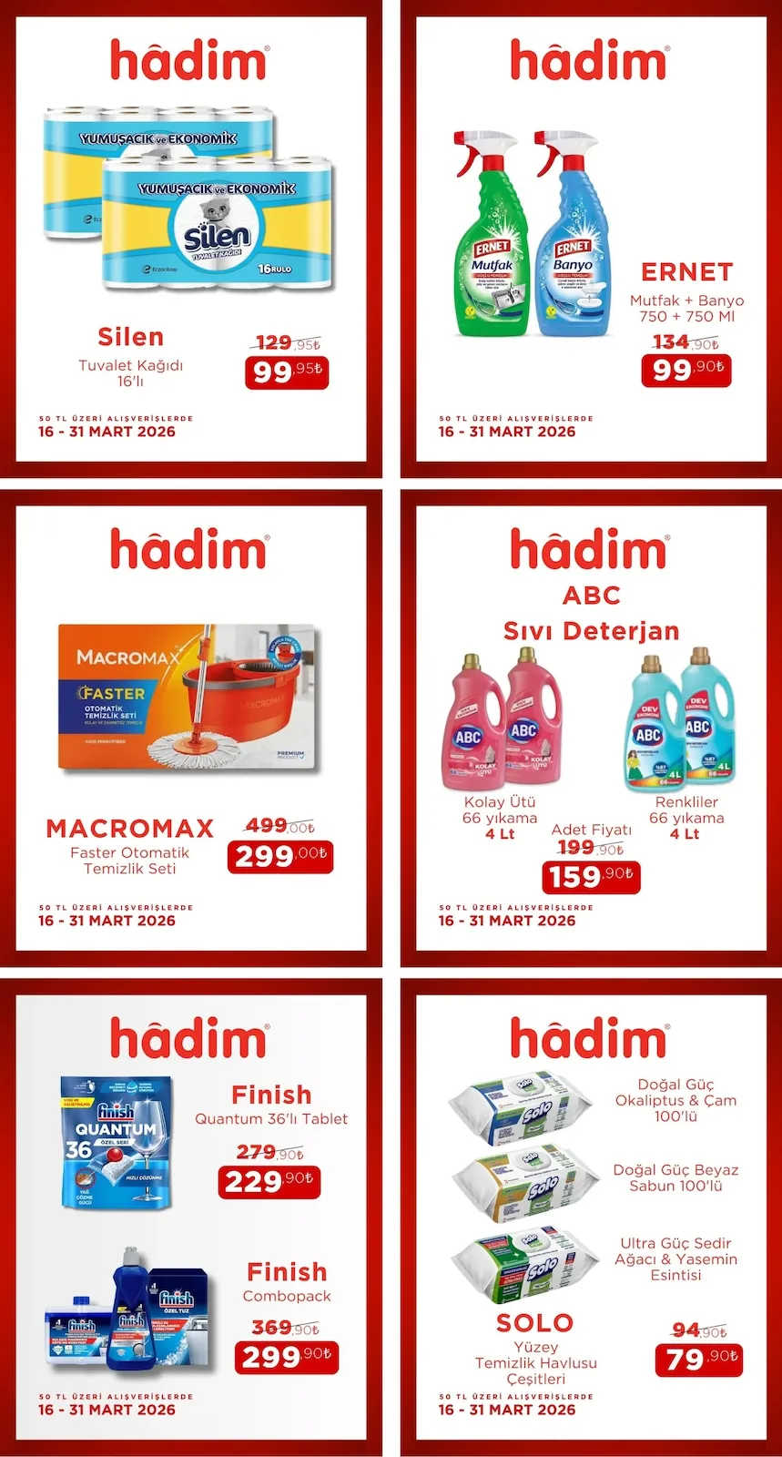 Hadim Hadim AVM 16 Mart 2026 Aktüel Kataloğu sayfa 3: Finish Combopack, Ernet Mutfak + Banyo 750 + 750 Ml