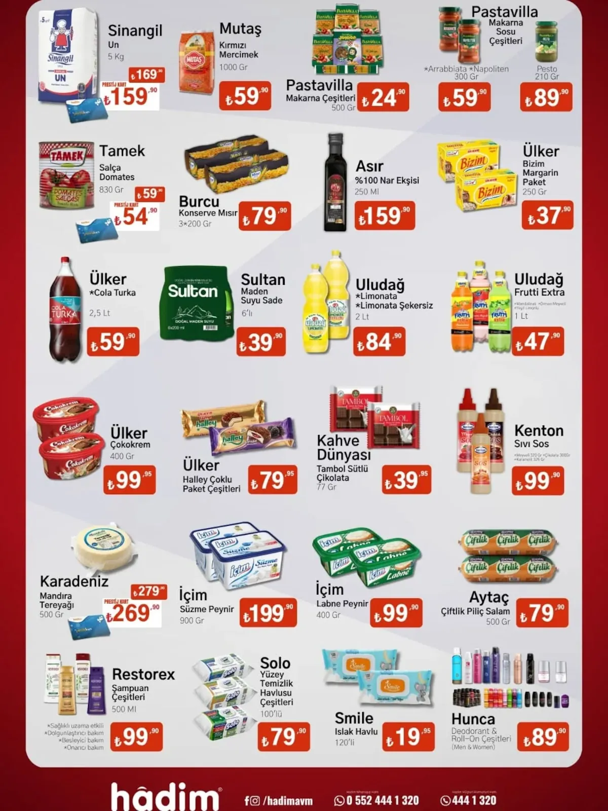 Hadim Hadim AVM 24 Nisan 2026 Aktüel Kataloğu sayfa 2: Pastavilla Makarna Çeşitleri 500 Gr, Tamek Salça Domates 830 Gr