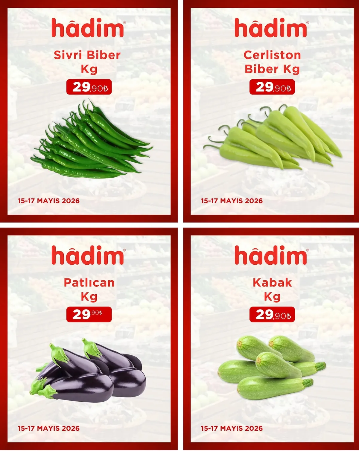Hadim Hadim AVM 15 Mayıs 2026 Aktüel Kataloğu sayfa 2: Kabak Kg, Patlıcan Kg