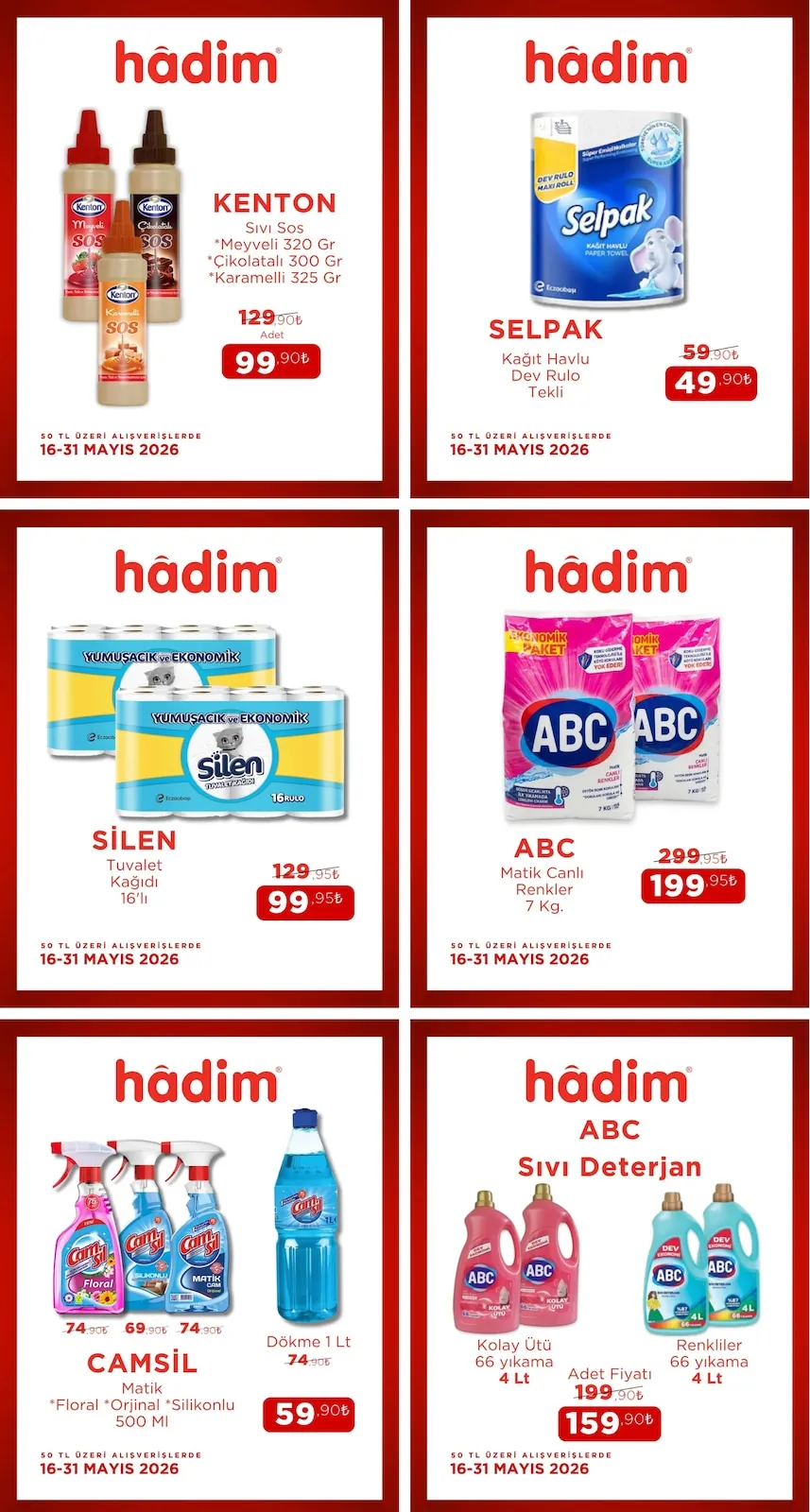 Hadim Hadim AVM 16 Mayıs 2026 Aktüel Kataloğu sayfa 3: Silen Tuvalet Kağıdı 16'Lı, Selpak Kağıt Havlu Dev Rulo Tekli