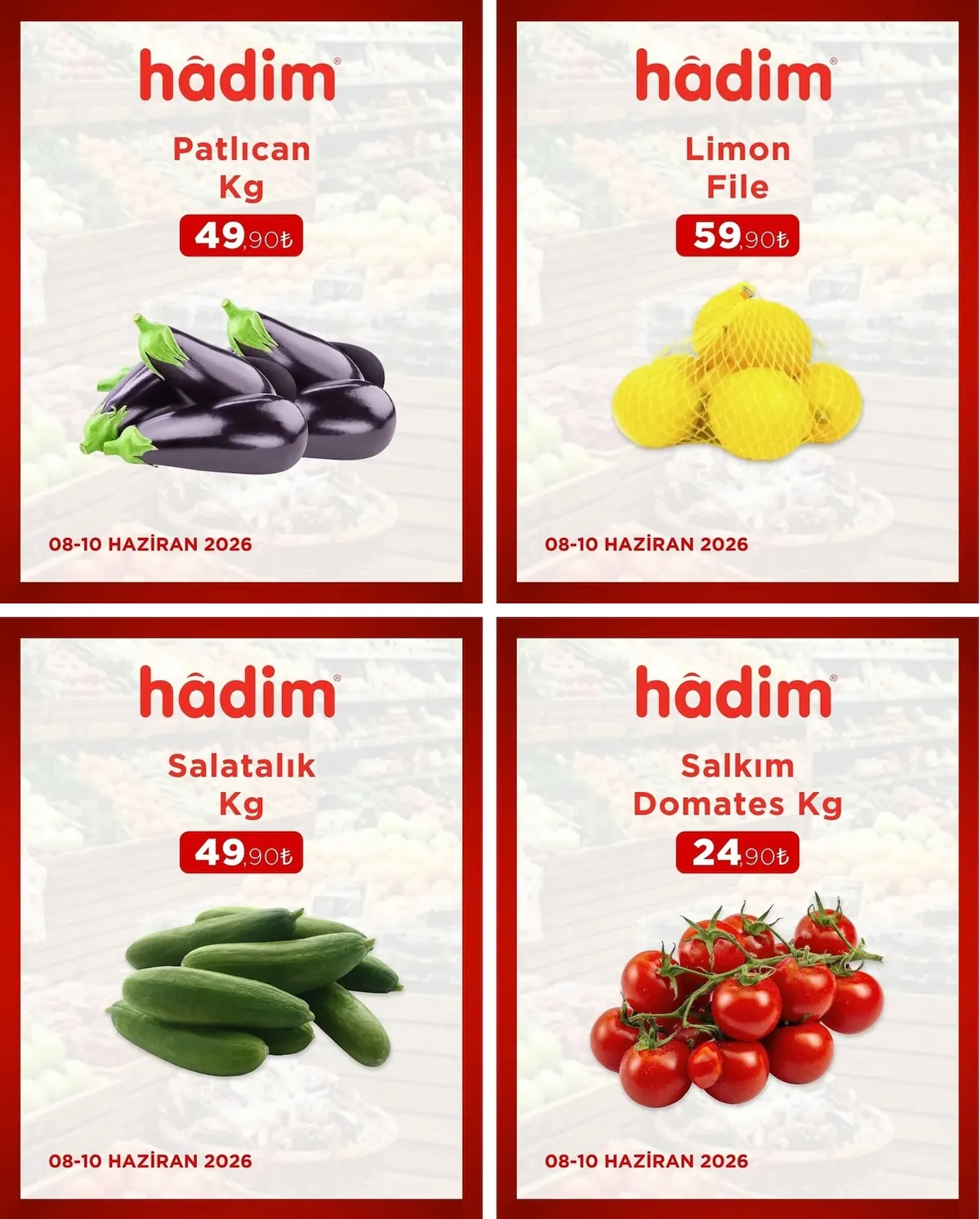 Hadim Hadim AVM 8 Haziran 2026 Aktüel Kataloğu sayfa 2: Patlıcan Kg, Salkım Domates Kg