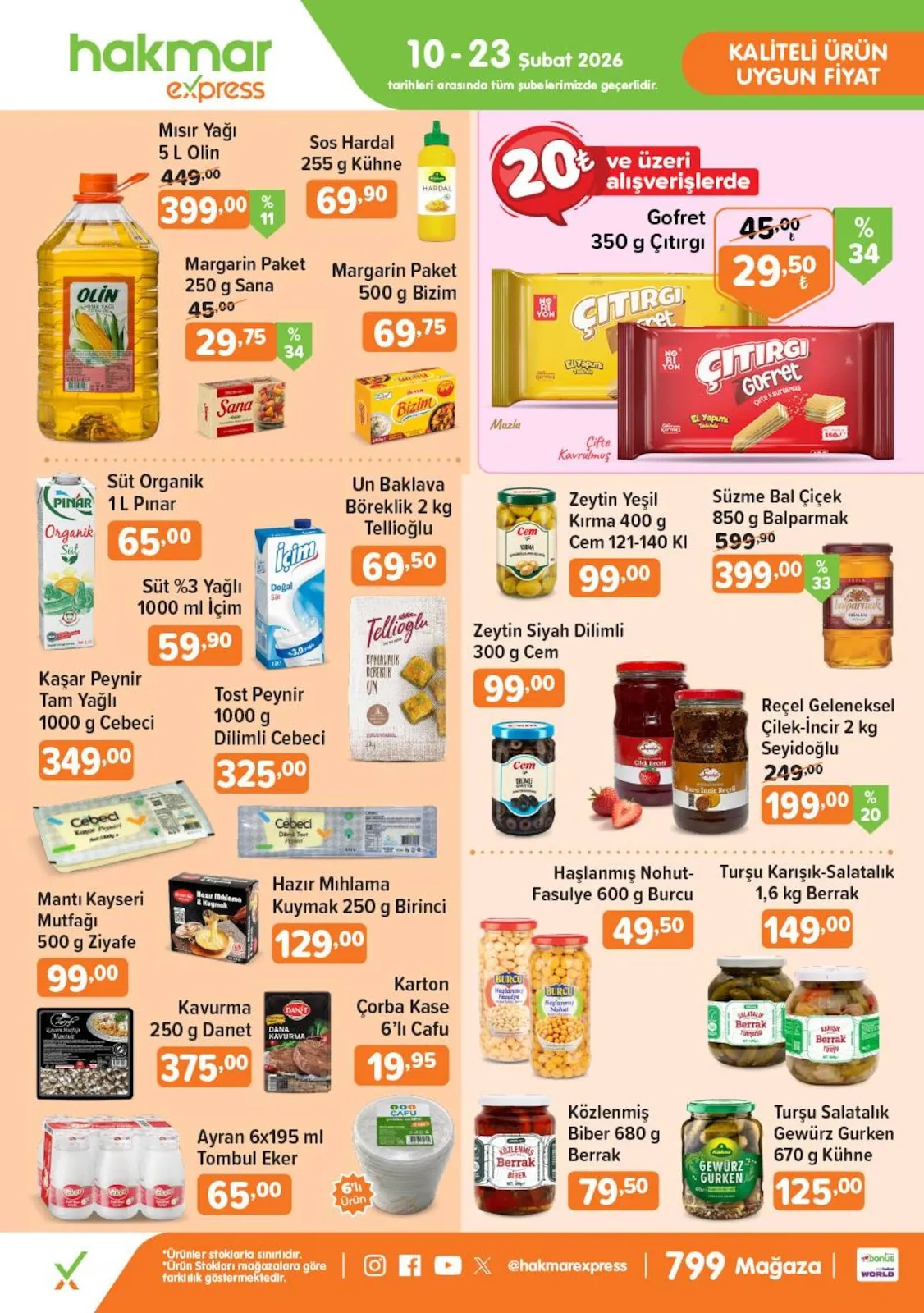 Hakmar Hakmar Express 10 Şubat 2026 Aktüel Kataloğu sayfa 3: Turşu Karışık-Salatalık 1,6 Kg Berrak, Haşlanmış Nohut-Fasulye 600 G Burcu