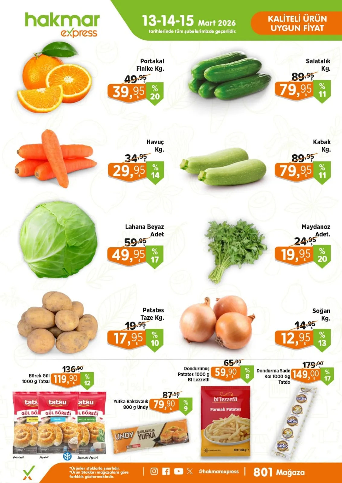 Hakmar Hakmar Express 13 Mart 2026 Aktüel Kataloğu sayfa 1: Yufka Baklavalık 800 G Undy, Maydanoz Adet