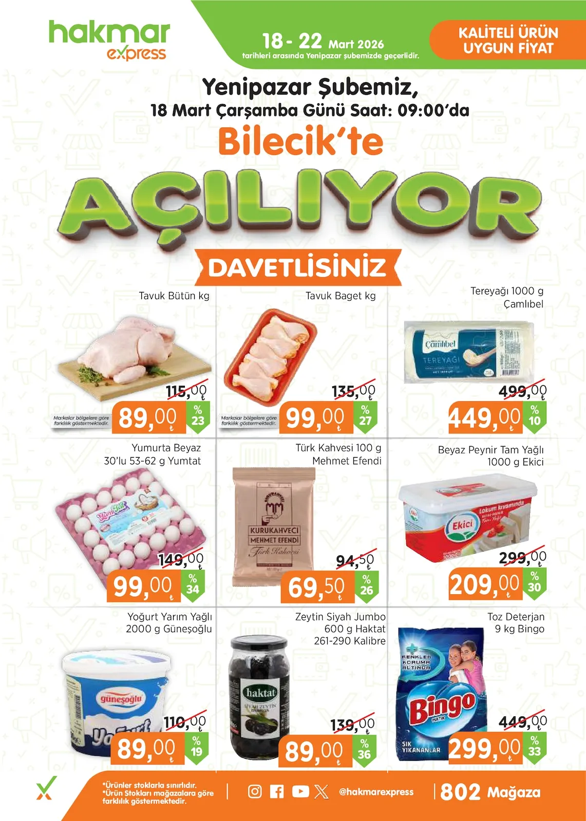 Hakmar Hakmar Express 18 Mart 2026 Aktüel Kataloğu sayfa 1: Türk Kahvesi 100 G Mehmet Efendi, Zeytin Siyah Jumbo 600 G Haktat