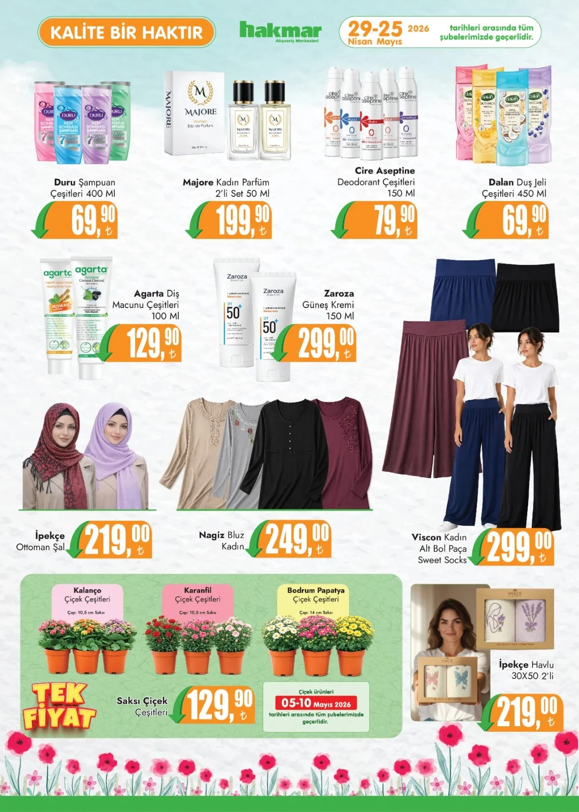 Hakmar Hakmar 29 Nisan 2026 Aktüel Kataloğu sayfa 2: Dalan Duş Jeli Çeşitleri 450 Ml, İpekçe Ottoman Şal