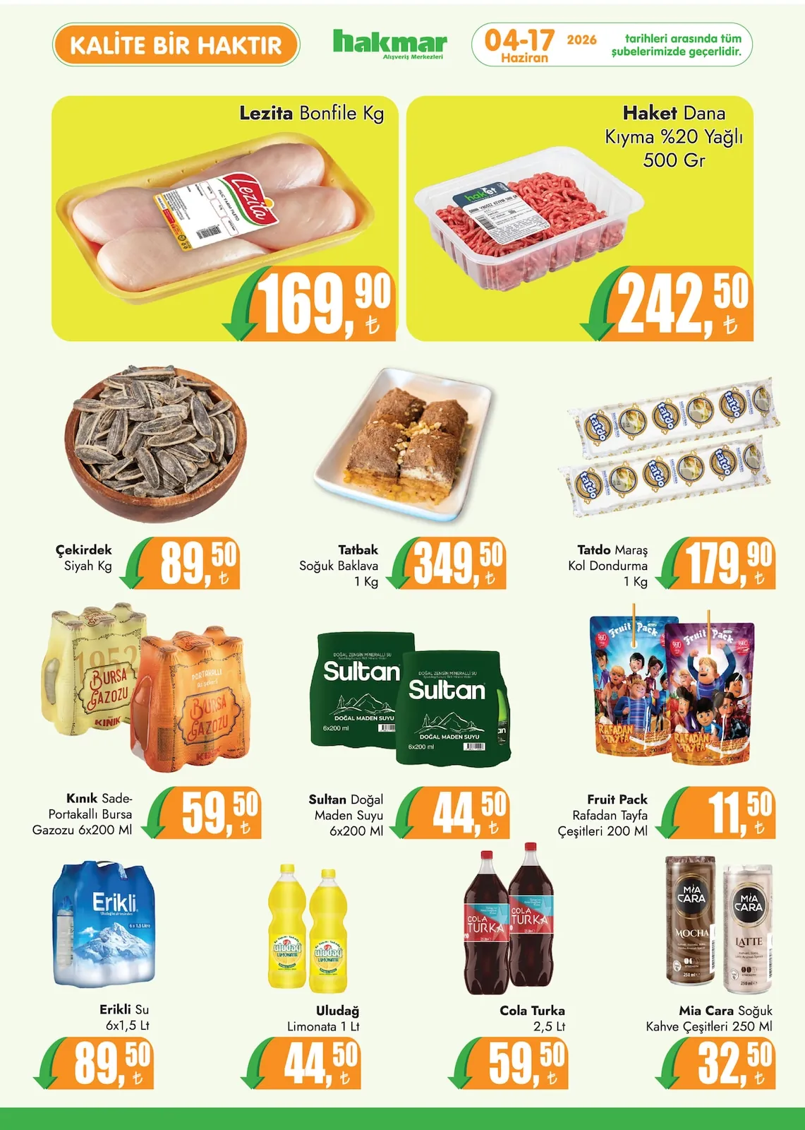 Hakmar Hakmar 4 Haziran 2026 Aktüel Kataloğu sayfa 4: Çekirdek Siyah Kg, Tatbak Soğuk Baklava 1 Kg