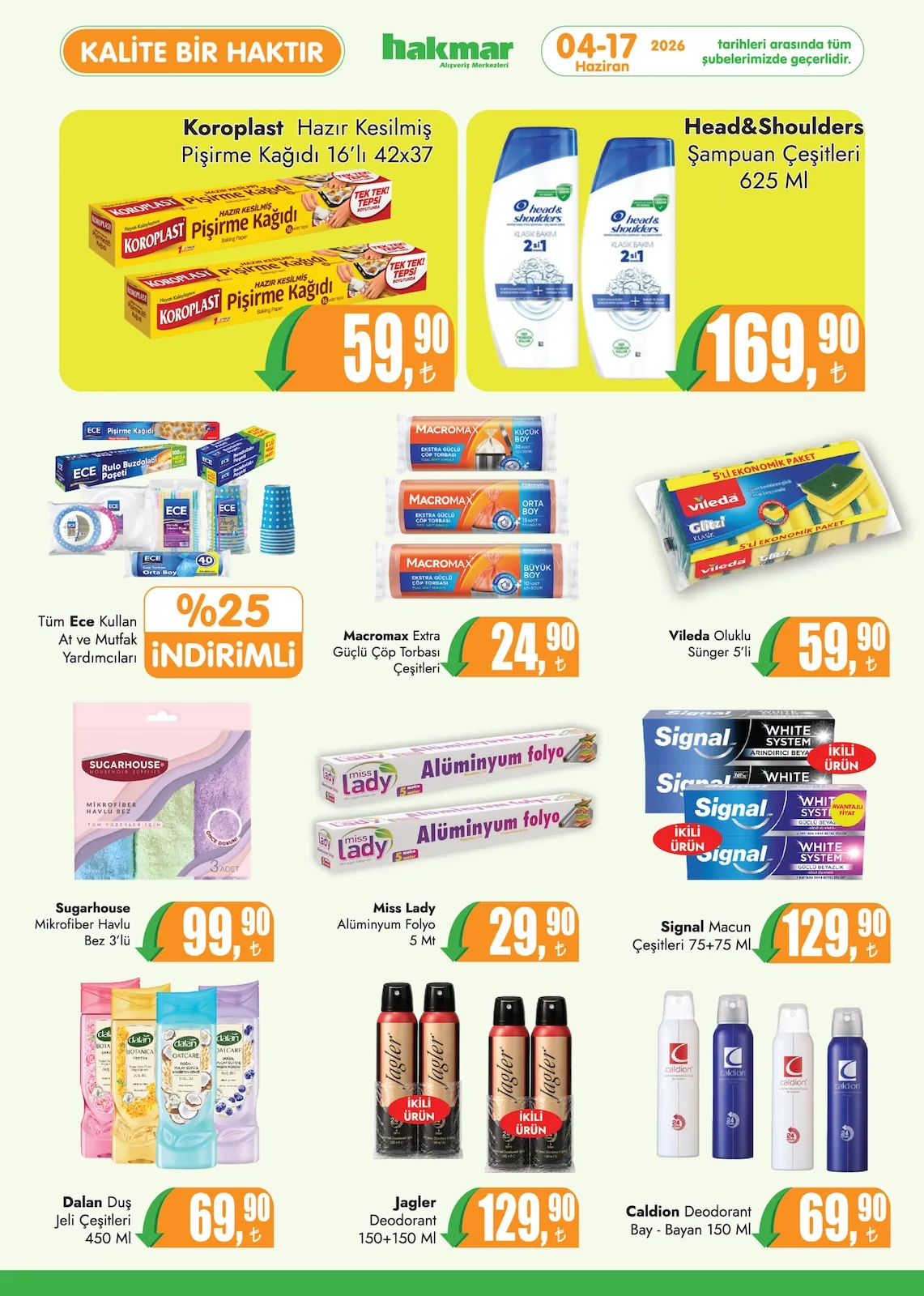 Hakmar Hakmar 4 Haziran 2026 Aktüel Kataloğu sayfa 6: Sugarhouse Mikrofiber Havlu Bez 3'Lü, Macromax Extra Güçlü Çöp Torbası Çeşitleri