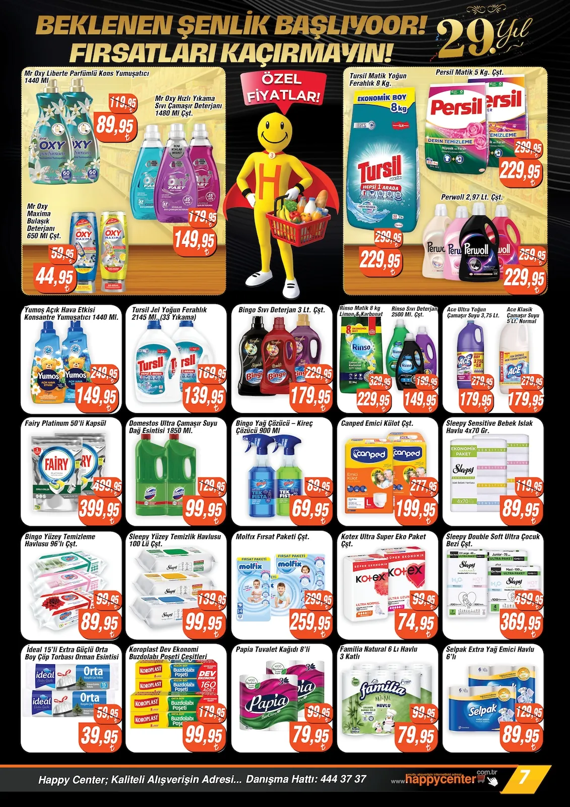 Happy Happy Center 6 Mayıs 2026 Aktüel Kataloğu sayfa 7: Canped Emici Külot Çst., Domestos Ultra Çamaşır Suyu Dağ Esintisi 1850 Ml.