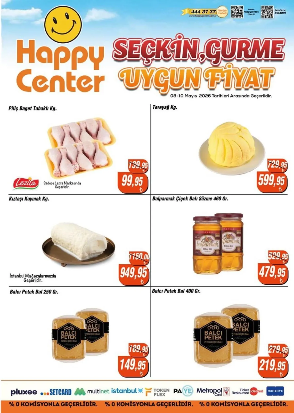 Happy Happy Center 8 Mayıs 2026 Aktüel Kataloğu sayfa 1: Balcı Petek Bal 250 Gr, Kızıltaşı Kaymak Kg