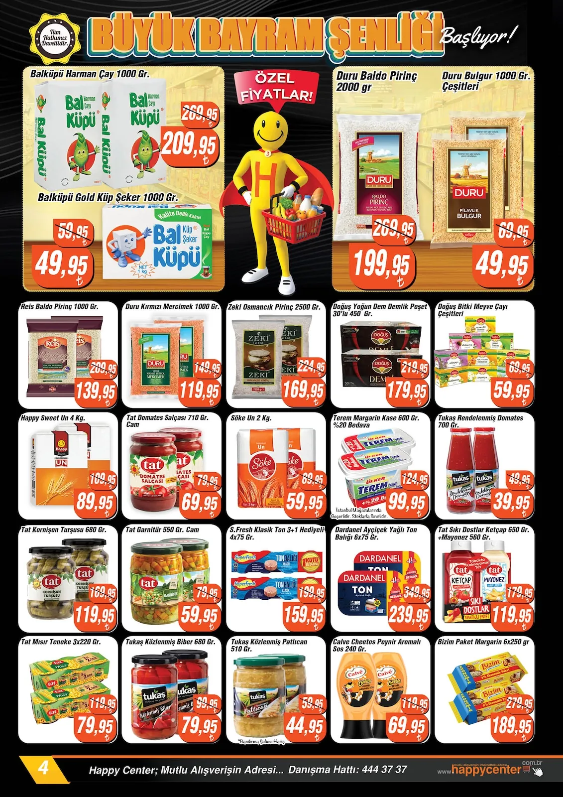 Happy Happy Center 20 Mayıs 2026 Aktüel Kataloğu sayfa 4: Tat Domates Salçası 710 Gr. Cam, Tat Garnitür 550 Gr. Cam