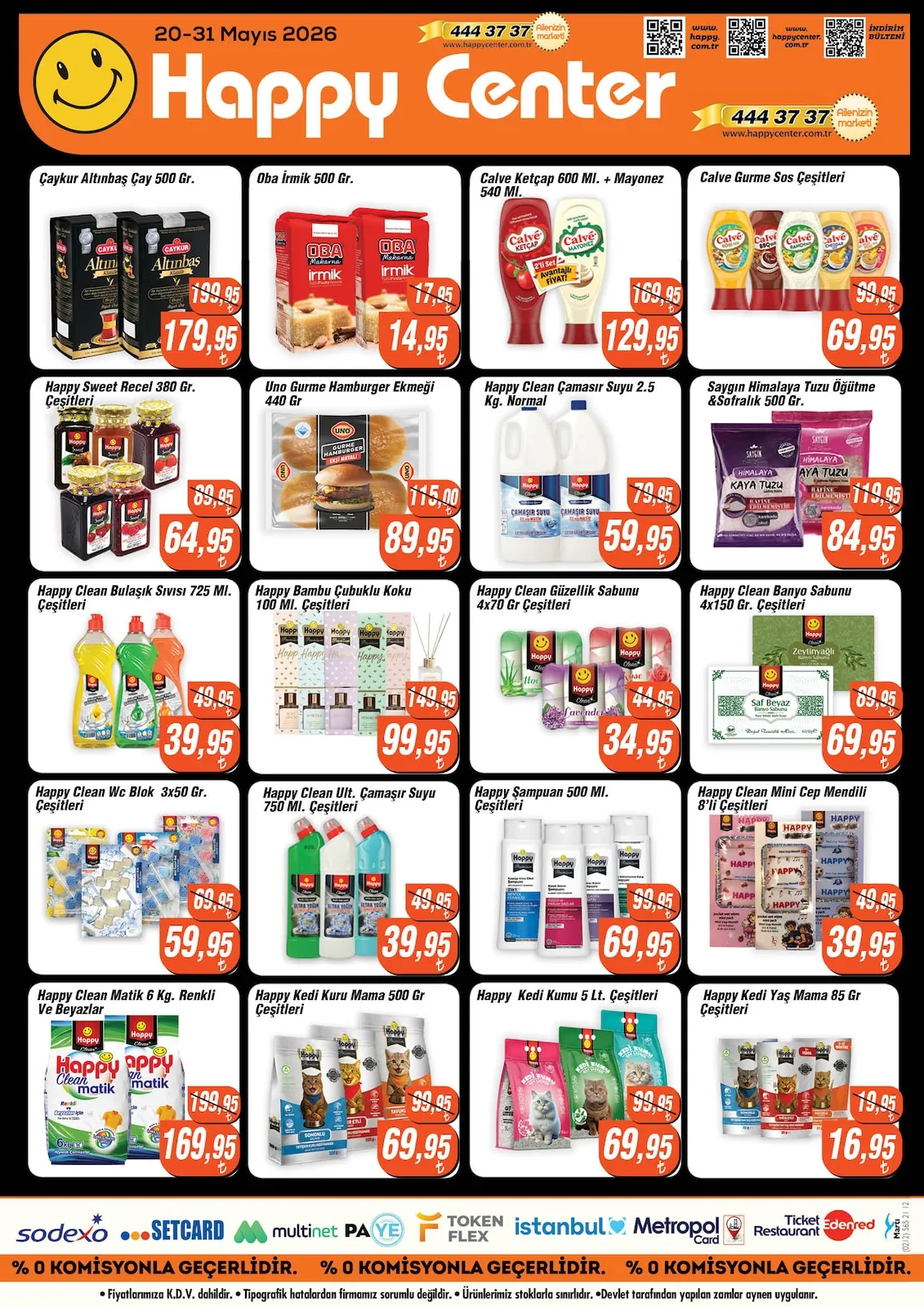 Happy Happy Center 20 Mayıs 2026 Aktüel Kataloğu sayfa 8: Calve Ketçap 600 Ml. + Mayonez 540 Ml., Happy Clean Ult. Çamaşır Suyu 750 Ml. Çeşitleri