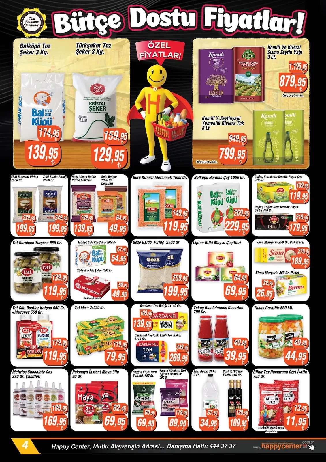 Happy Happy Center 10 Haziran 2026 Aktüel Kataloğu sayfa 4: Lipton Kuşburnu 25'Li, Tat Üçlü Mısır