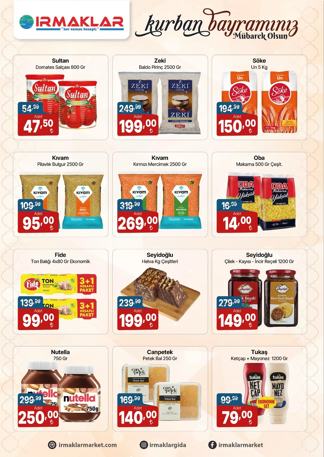 İrmaklar Irmaklar Market 19 Mayıs 2026 Aktüel Kataloğu sayfa 6: Seyidoğlu Helva Kg Çeşitleri, Kıvam Pilavlık Bulgur 2500 Gr