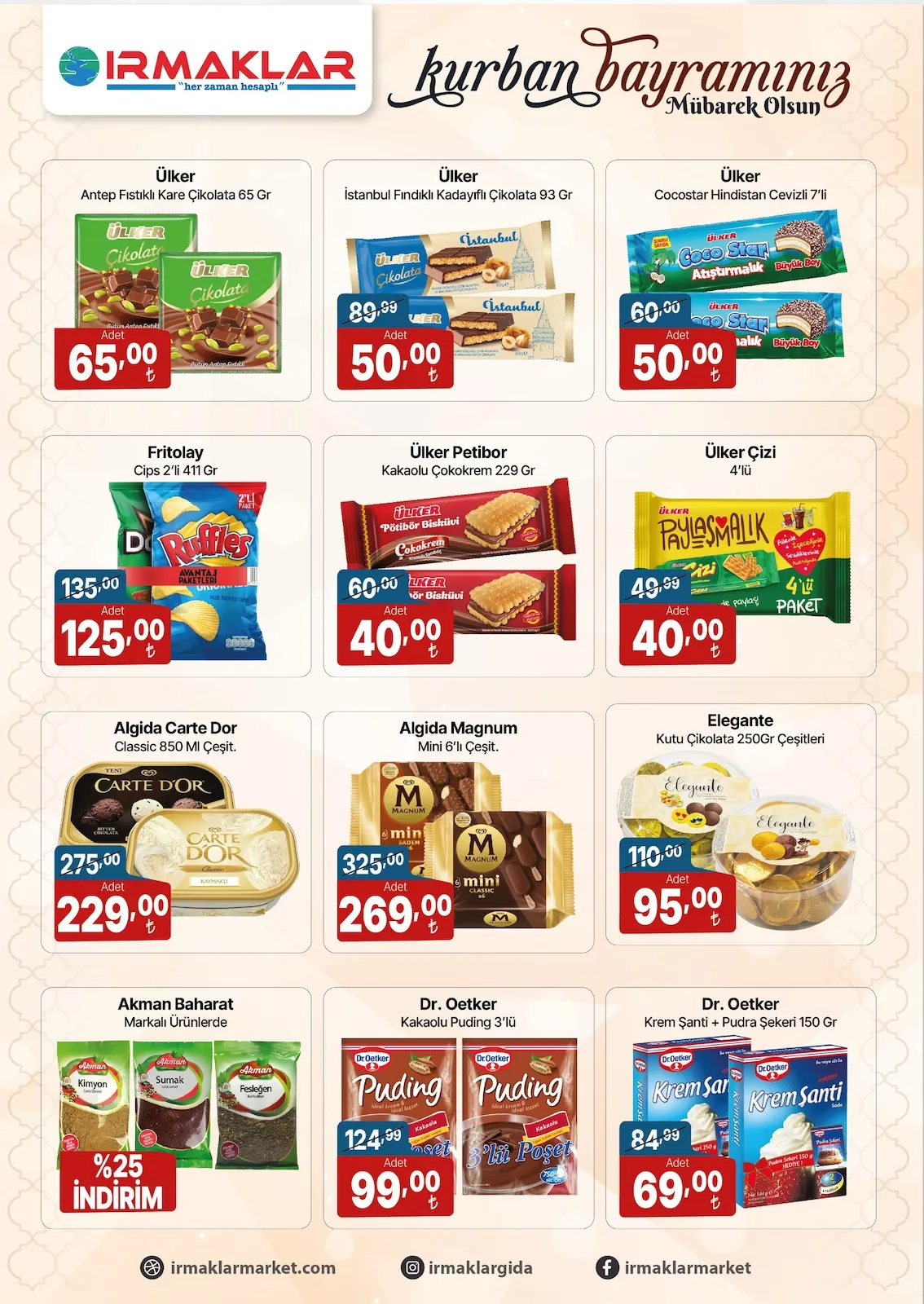 İrmaklar Irmaklar Market 19 Mayıs 2026 Aktüel Kataloğu sayfa 8: Algida Magnum Mini 6'Lı Çeşit, Elegante Kutu Çikolata 250Gr Çeşitleri