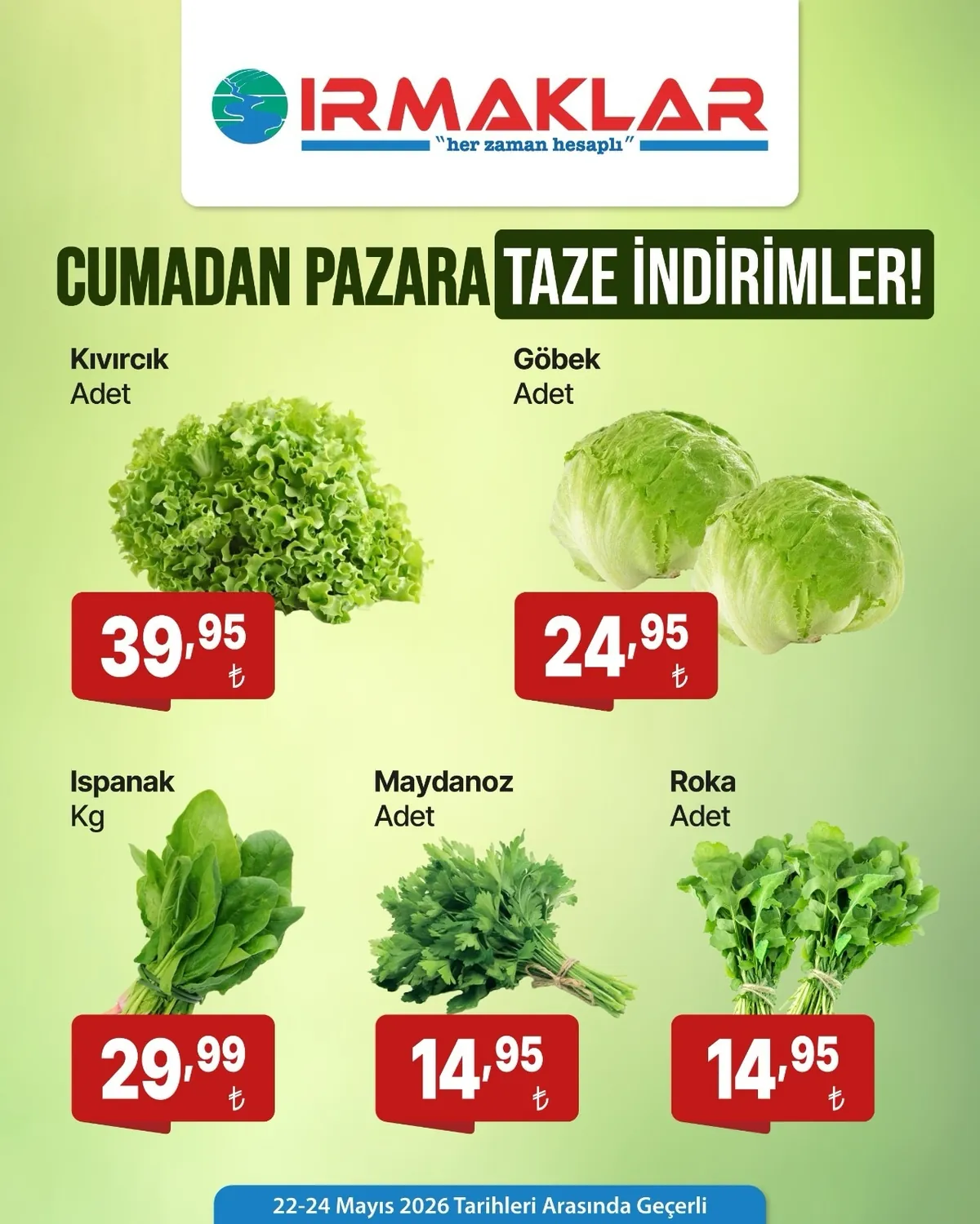 İrmaklar Irmaklar Market 22 Mayıs 2026 Aktüel Kataloğu sayfa 3: Maydanoz Adet, Kivircik Adet