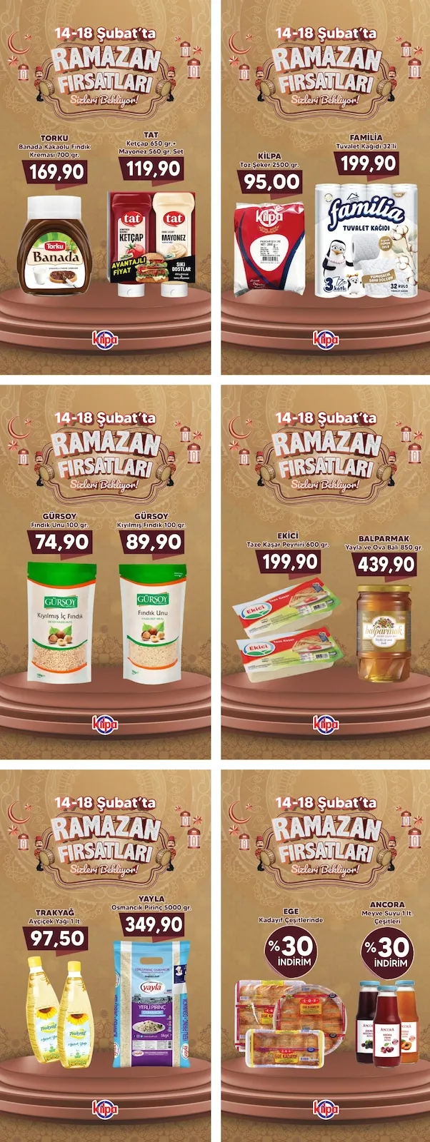 Kilpa Kilpa Market 14 Şubat 2026 Aktüel Kataloğu sayfa 1: Balparmak Yayla Ve Ova Balı 850 Gr., Yayla Osmancık Pirinç 5000 Gr.