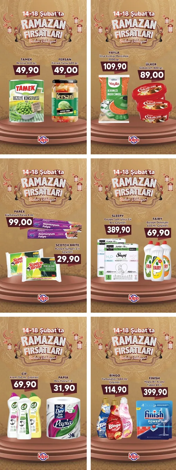 Kilpa Kilpa Market 14 Şubat 2026 Aktüel Kataloğu sayfa 2: Tamek Bezelye 830 Gr., Sleepy Double Soft Ultra 2'Li Bez Çeşitleri