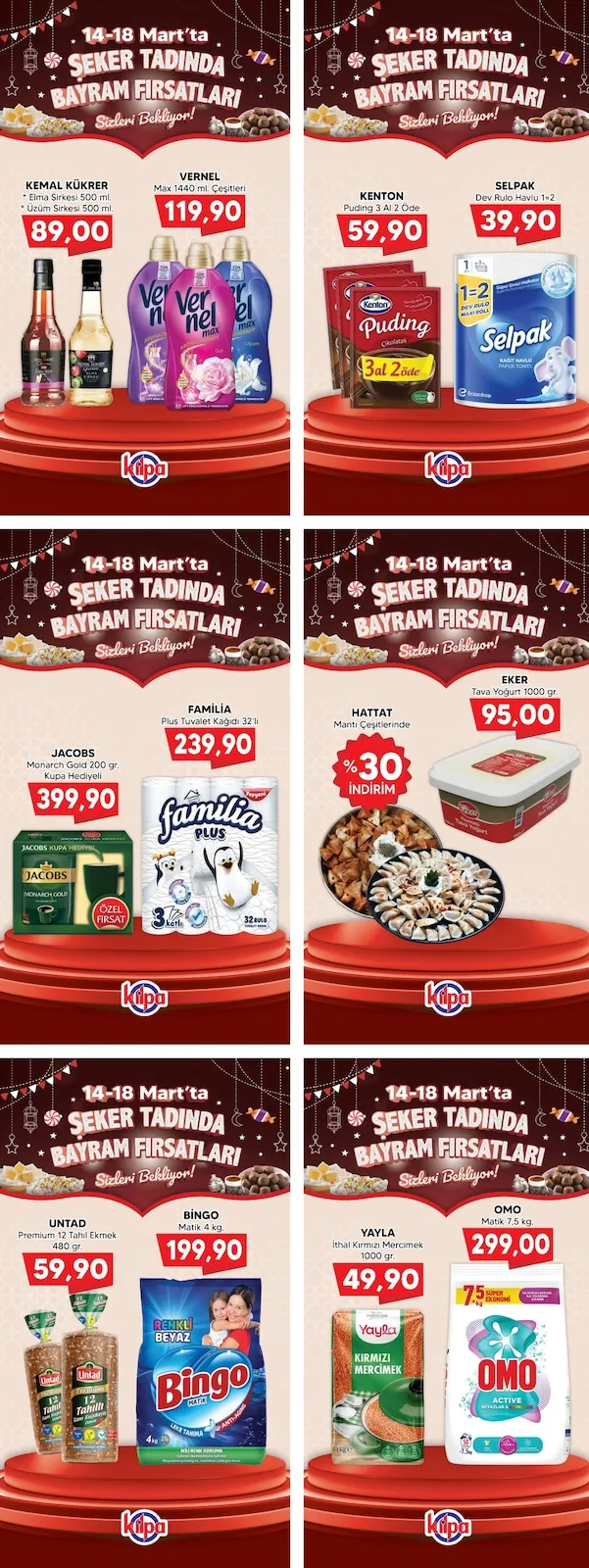Kilpa Kilpa Market 14 Mart 2026 Aktüel Kataloğu sayfa 3: Eker Tava Yoğurt 1000 Gr., Untad Premium 12 Tahıl Ekmek 480 Gr.