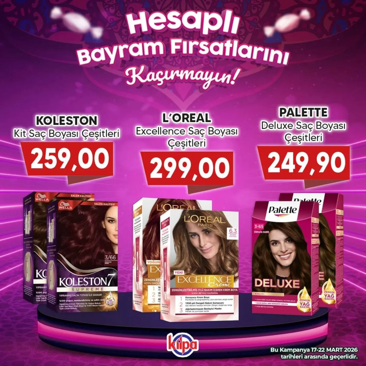 Kilpa Kilpa Market 17 Mart 2026 Aktüel Kataloğu sayfa 1: L'Oreal Excellence Saç Boyası Çeşitleri