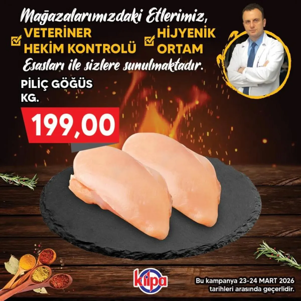 Kilpa Kilpa Market 23 Mart 2026 Aktüel Kataloğu sayfa 1: Piliç Göğüs Kg.