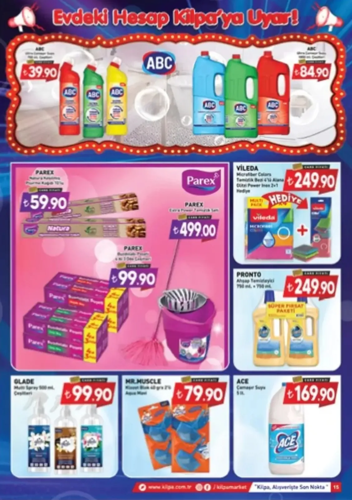 Kilpa Kilpa Market 3 Mayıs 2026 Aktüel Kataloğu sayfa 14: Pronto Ahşap Temizleyici 750Ml + 750Ml, Vileda Microfiber Colors Temizlik Bezi 4'Lü Alana 5'Li Power İnesi 2X1 Hediye