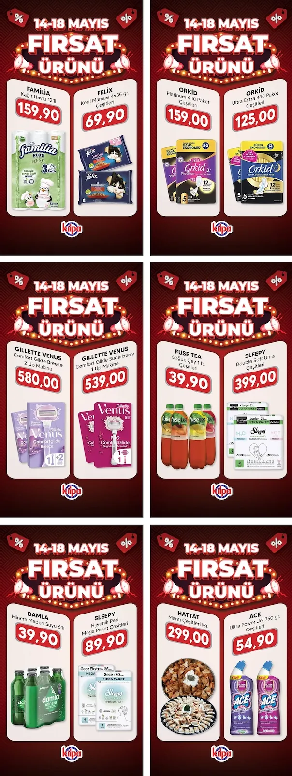 Kilpa Kilpa Market 14 Mayıs 2026 Aktüel Kataloğu sayfa 3: Orkid Ultra Extra 4'Lü Paket Çeşitleri, Sleepy Double Soft Ultra Çeşitleri