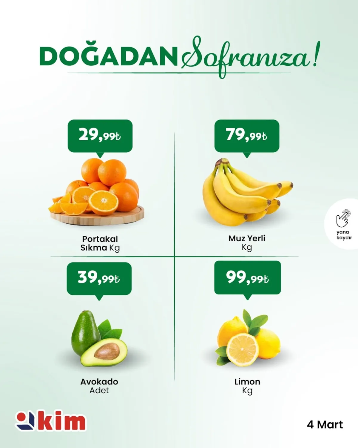 Kim Kim Market 4 Mart 2026 Aktüel Kataloğu sayfa 1: Limon Kg