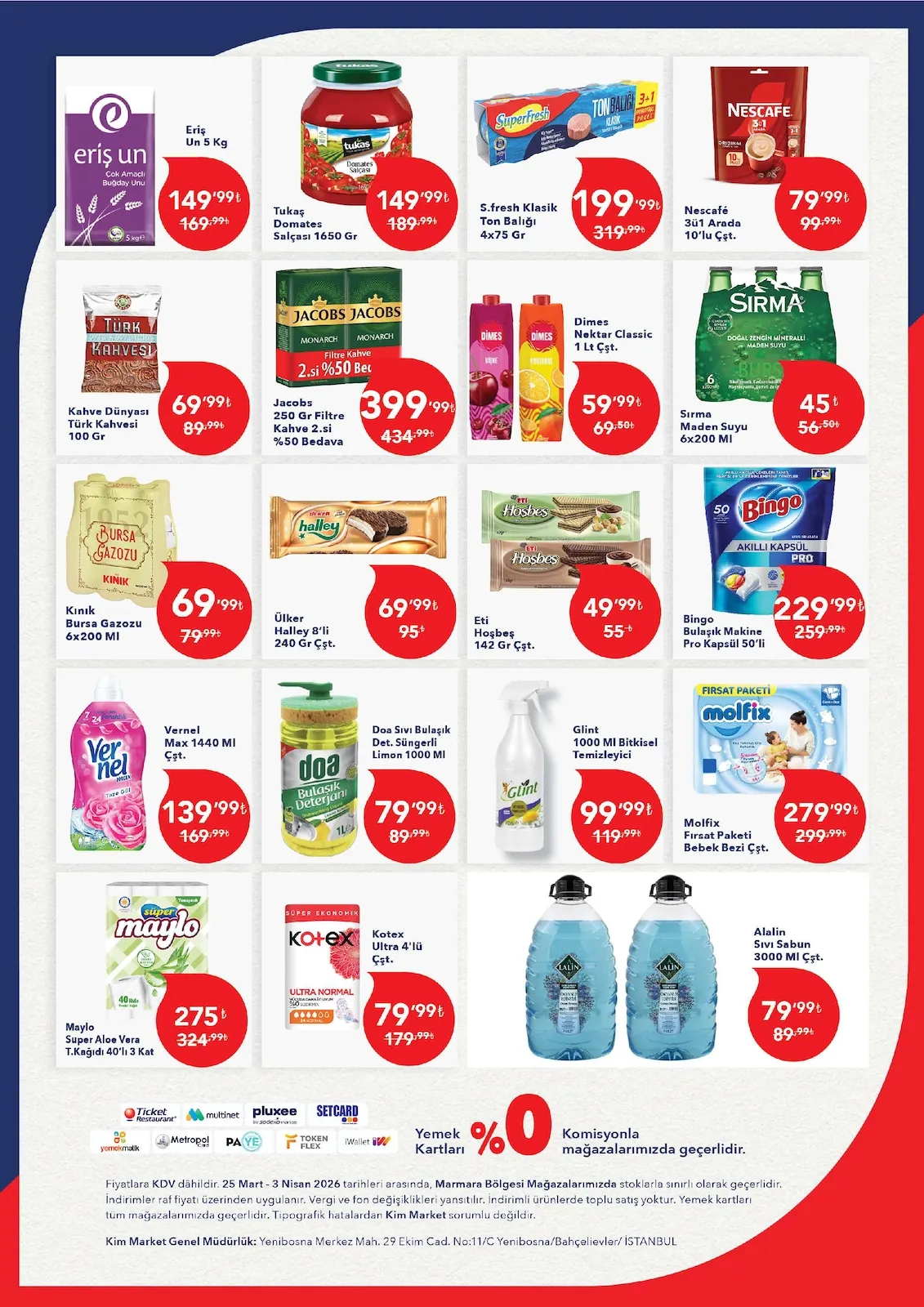 Kim Kim Market 25 Mart 2026 Aktüel Kataloğu sayfa 3: Doa Sıvı Bulaşık Det. Süngerli Limon 1000 Ml, Glint 1000 Ml Bitkisel Temizleyici