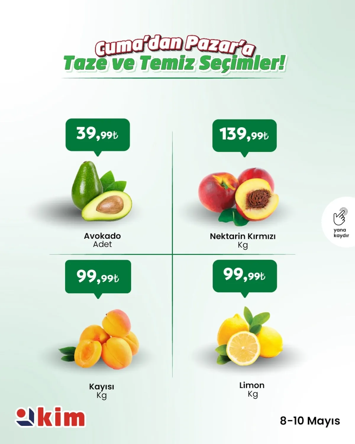 Kim Kim Market 8 Mayıs 2026 Aktüel Kataloğu sayfa 2: Limon Kg, Kayısı Kg