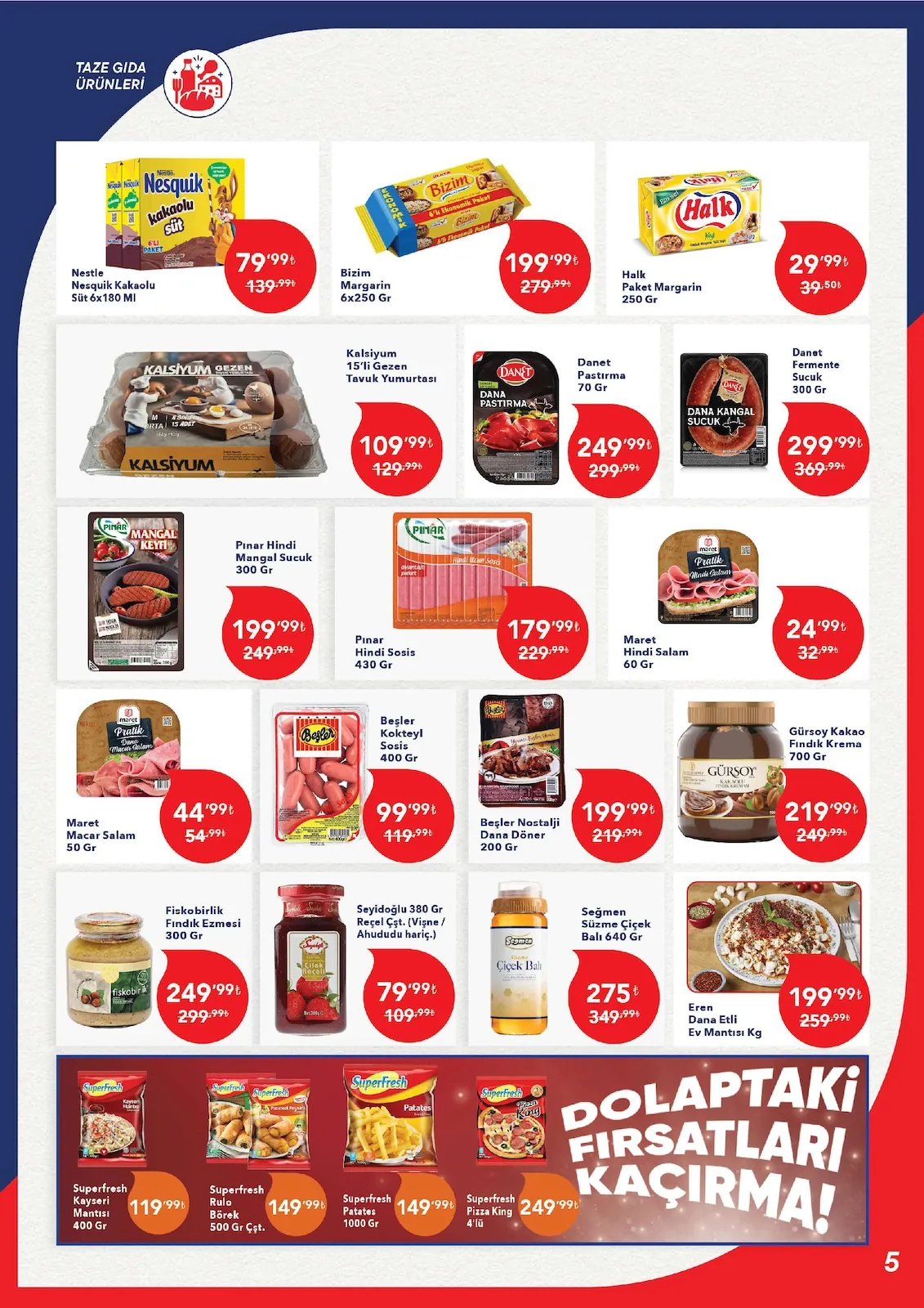 Kim Kim Market 18 Mayıs 2026 Aktüel Kataloğu sayfa 5: Eren Dana Etli Ev Mantısı Kg, Beşler Nostalji Dana Döner 200 Gr
